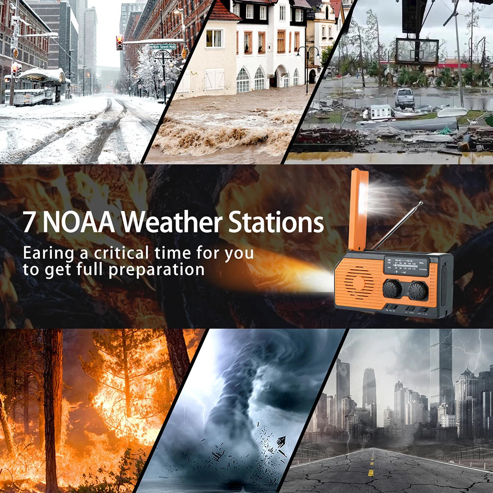 Solar Power Hand Crank Multifunctional NOAA Radio