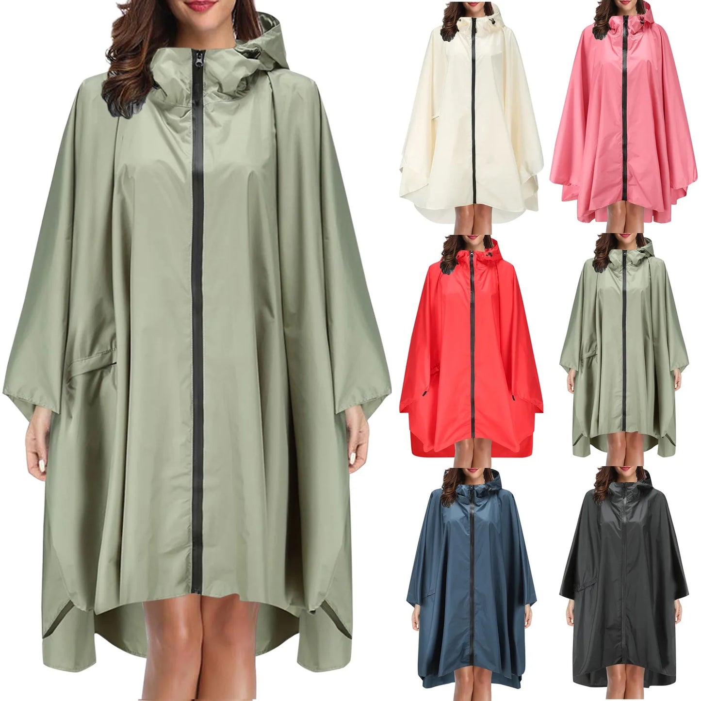 Men Women Waterproof Thick Hooded Rain Coat