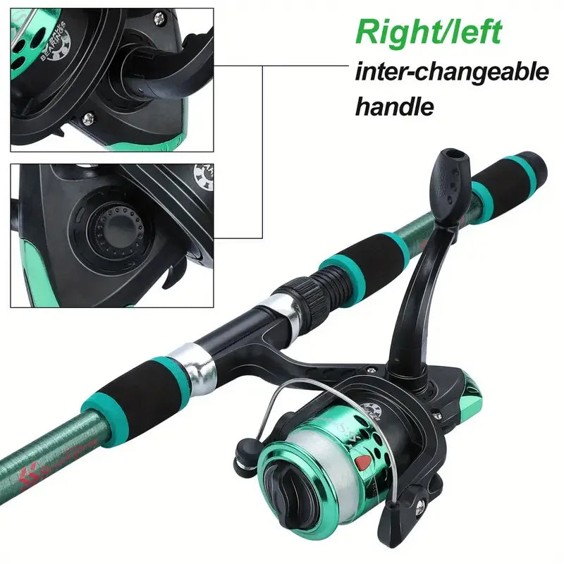 Telescopic Fishing Rod And Spinning Reel Baits And Hooks