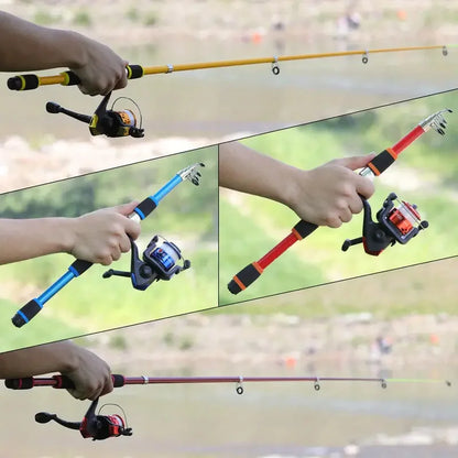 Telescopic Fishing Rod And Spinning Reel Baits And Hooks