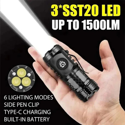 Super Bright Rechargeable USB Waterproof Flashlight