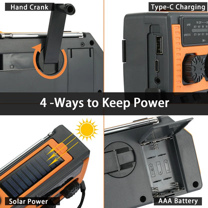 Solar Power Hand Crank Multifunctional NOAA Radio