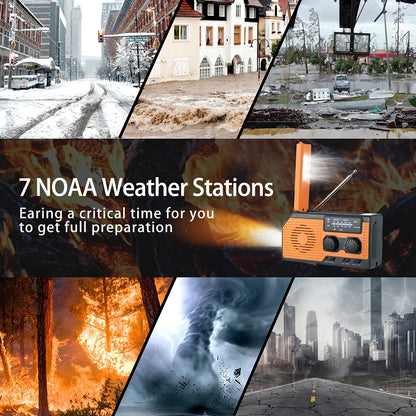 Solar Power Hand Crank Multifunctional NOAA Radio