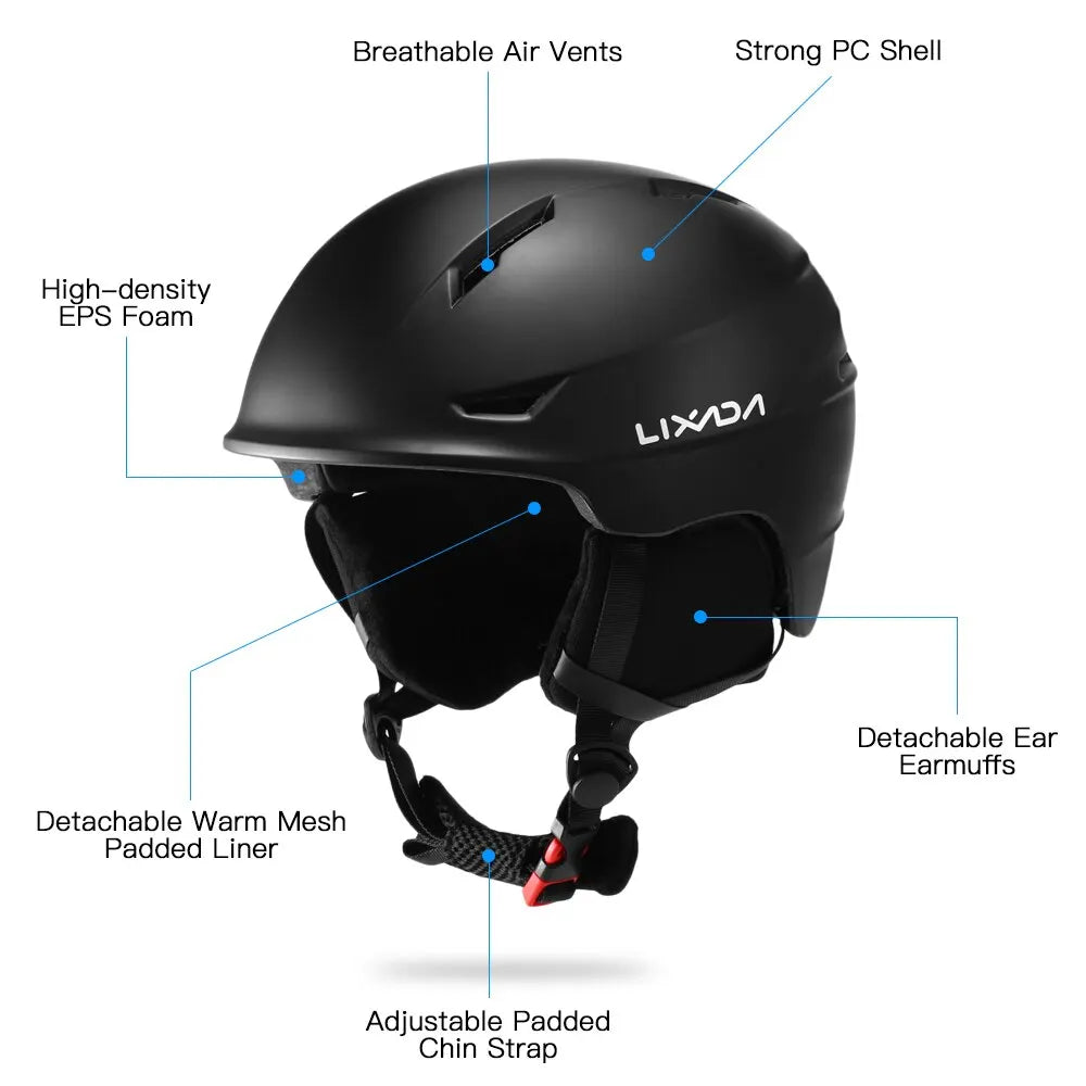 Snowboard/Ski Helmet with Goggle Strap and Detachable Earmuffs