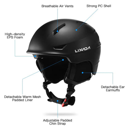 Snowboard/Ski Helmet with Goggle Strap and Detachable Earmuffs